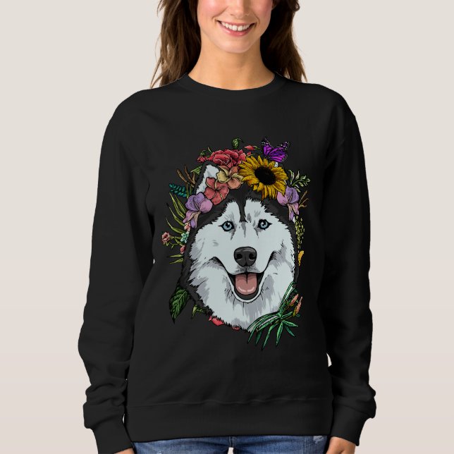 Sweatshirt Flore Sibérie Husky Chien Printemps Nature Sibérie (Devant)