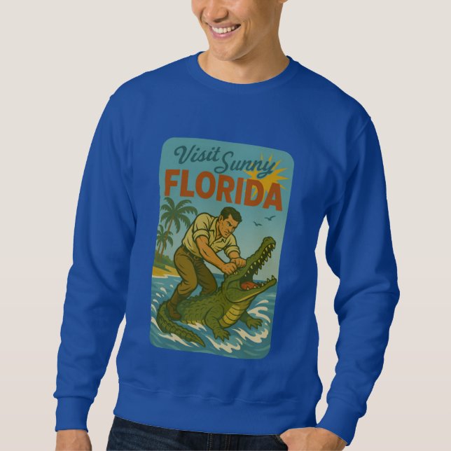 Sweatshirt Florida Alligator Wrestling | Funny Retro Coastal (Devant)