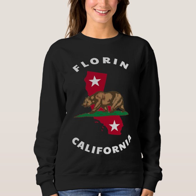 Sweatshirt Florin California CA Flag and Bear Badge Souvenir (Devant)