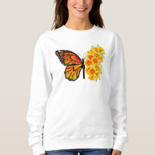 Sweatshirt Flower Butterfly with Yellow California Poppy
