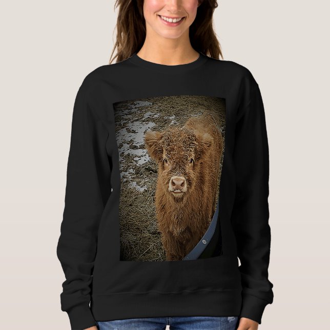 Sweatshirt Fluffy Highland cow (Devant)