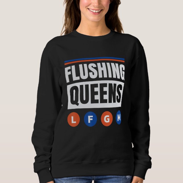 Sweatshirt Flushing Queens New York City Trains Metro Subway  (Devant)