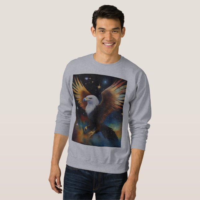 Sweatshirt Flying Eagle Colorful Cosmic Art, (Devant entier)