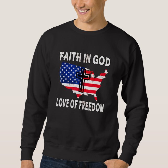 Sweatshirt Foi Amour Liberté Drapeau Américain Fleur Pour Chr (Devant)
