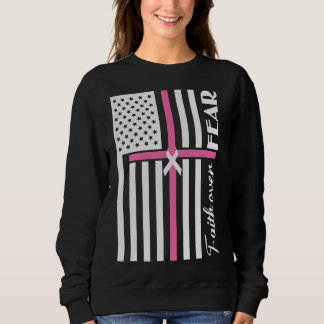 Sweatshirt Foi sur la peur Croix rose drapeau