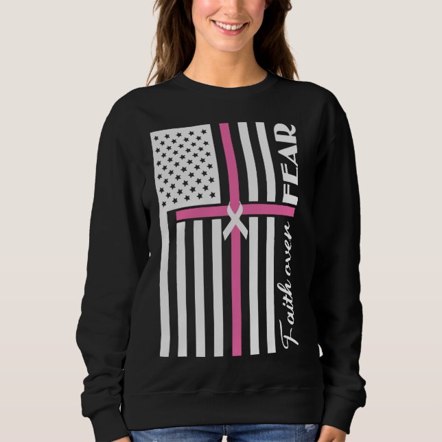 Sweatshirt Foi sur la peur Croix rose drapeau (Devant)