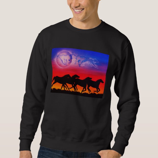 Sweatshirt Fonctionnement avec la lune/la terre et ciel (Devant)