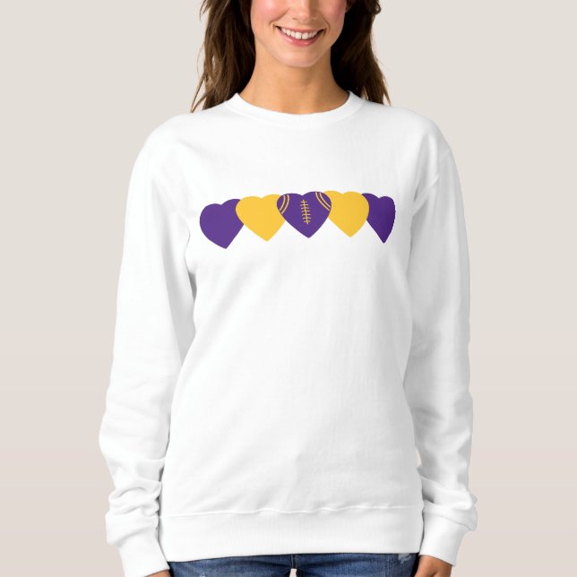 Sweatshirt Football à coeur violet et or (Devant)
