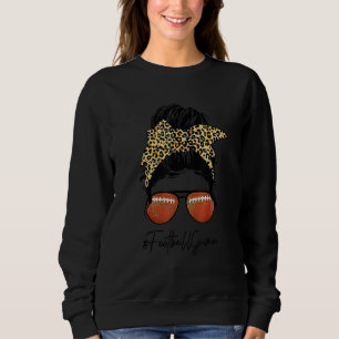 Sweatshirt Football G-Ma vie avec Leopard Messy Bun Mère
