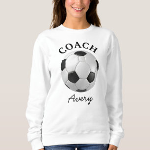 Sweatshirt Football Soccer Nom de l'entraîneur Simple Script