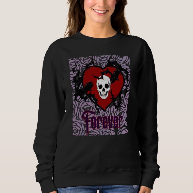 Sweatshirt Forever Gothic Heart Avec Roses Pour Goths (Devant)