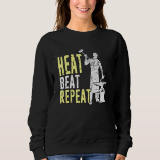 Sweatshirt Forgeron Heat Beat Repeat Rétro Vintage Distress