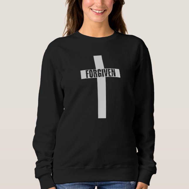 Sweatshirt Forgiven Cross Christian Inspirational Men Women Y (Devant)