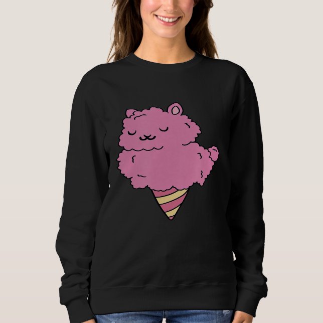 Sweatshirt Forme de crème glacée Llama Alpaca rose (Devant)