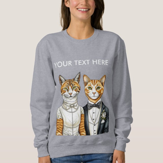 Sweatshirt Formelle mariée de robe et groom Chic Chat Couple (Devant)