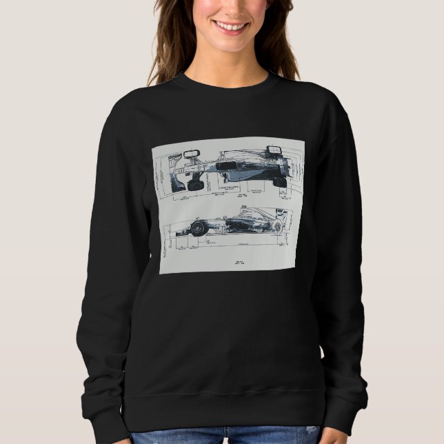 Sweatshirt Formula Racing Car Blueprint Mechanical Engineerin (Devant)
