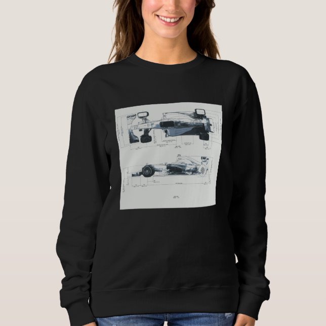 Sweatshirt Formula Racing Car Blueprint Mechanical Engineerin (Devant)