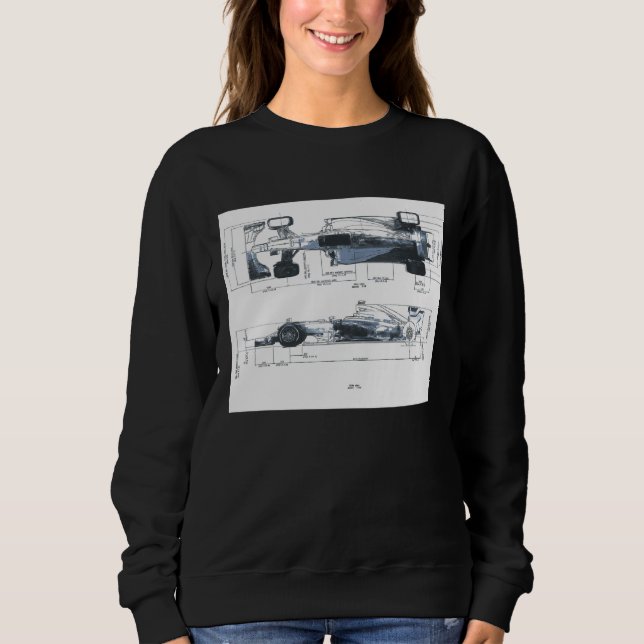 Sweatshirt Formule Racing Car Blueprint Mécanique Ingénieur (Devant)