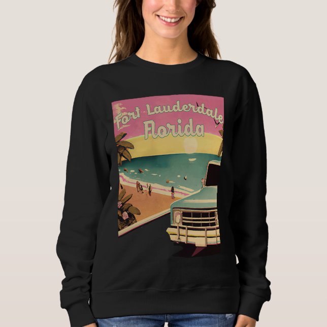 Sweatshirt Fort Lauderdale Retro Beach Vacation Souvenir Surf (Devant)