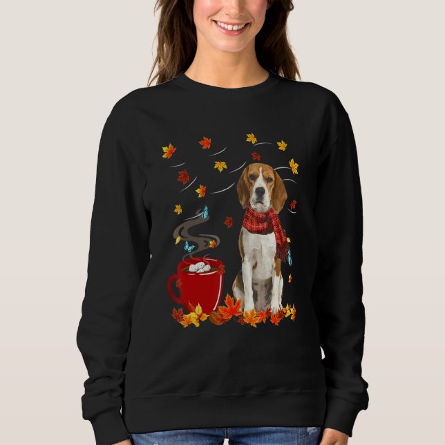 Sweatshirt Foulard de chien Beagle Chocolat d'automne (Devant)