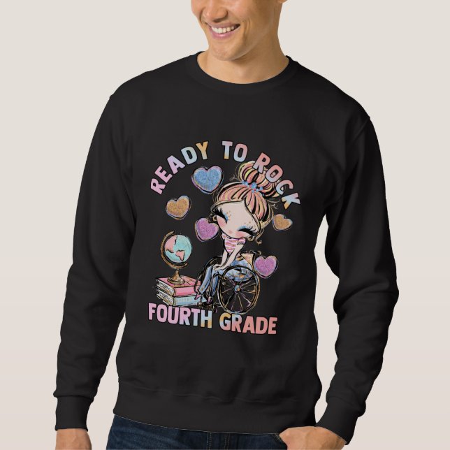 Sweatshirt Fourth Grade 4 Wheelchair First Day School Girls D (Devant)