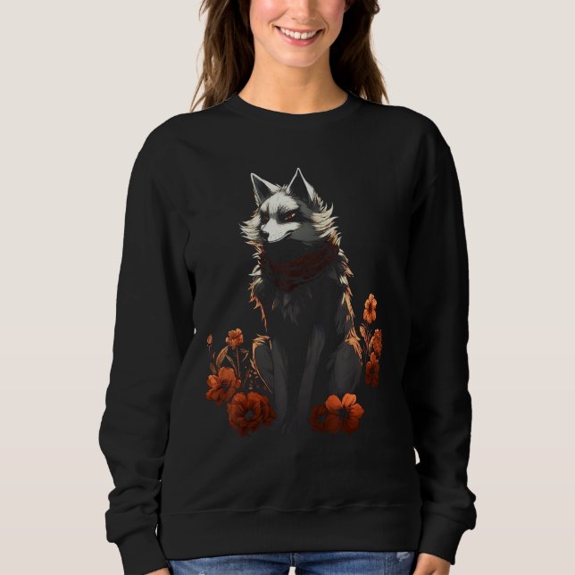 Sweatshirt Fox Artwork Flowers  Animal  Animal Fox (Devant)