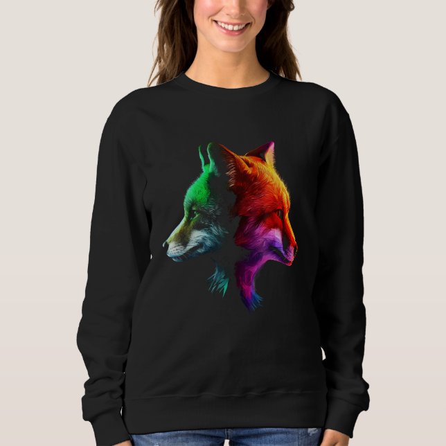 Sweatshirt Fox Colourful Fantasy  Animal Fox (Devant)