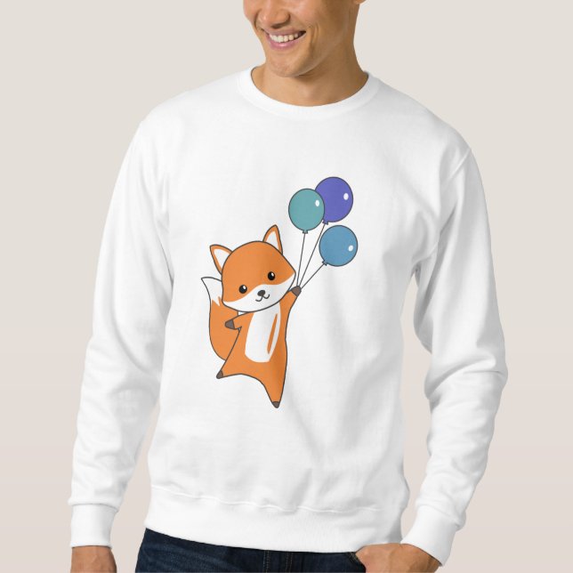 Sweatshirt Fox Cute Animaux Mouches Ballons Enfants (Devant)
