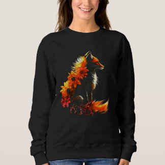 Sweatshirt Fox Flowers - Art Animal Fox