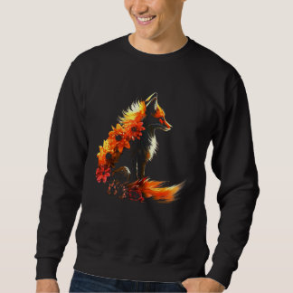 Sweatshirt Fox Flowers - Art Animal Fox