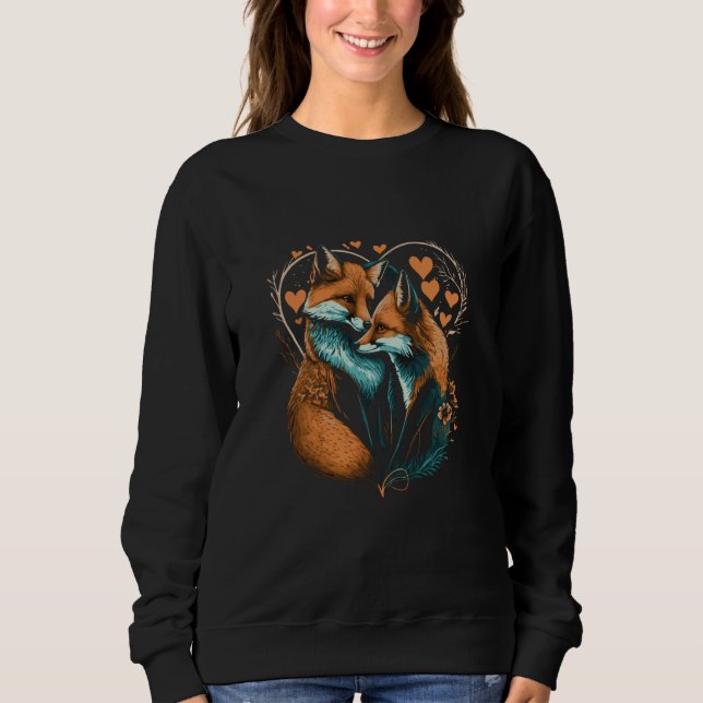 Sweatshirt Fox Fox in love Valentine's Day (Devant)