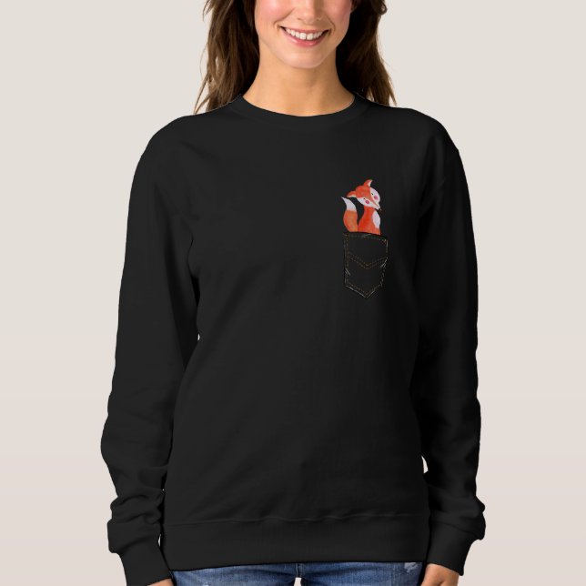 Sweatshirt Fox Pocket Animal Vintage  Idea (Devant)