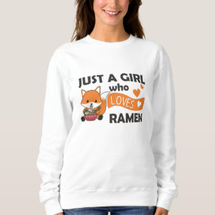 Sweatshirt Fox Ramen Animaux sucrés mangeant des pâtes