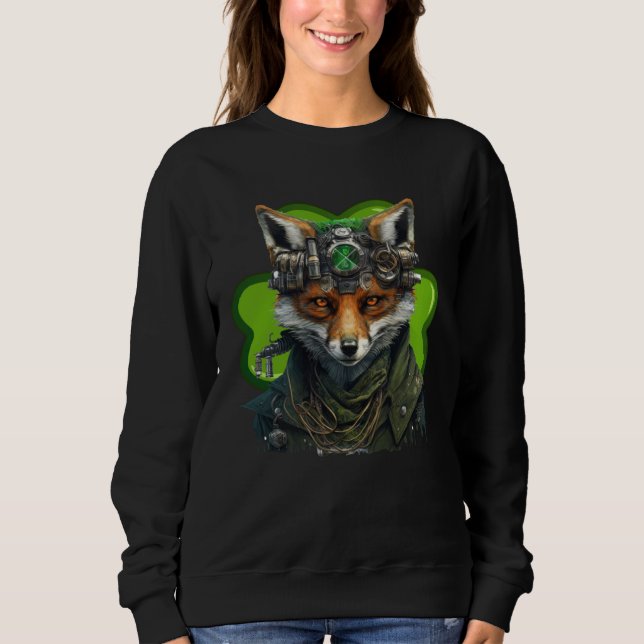 Sweatshirt Fox Shamrock St Patrick s Day Leprechaun Hat Fox (Devant)