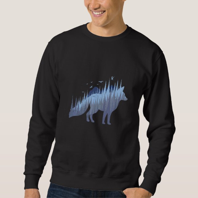 Sweatshirt Fox silhouette fox forest hunter  2 (Devant)