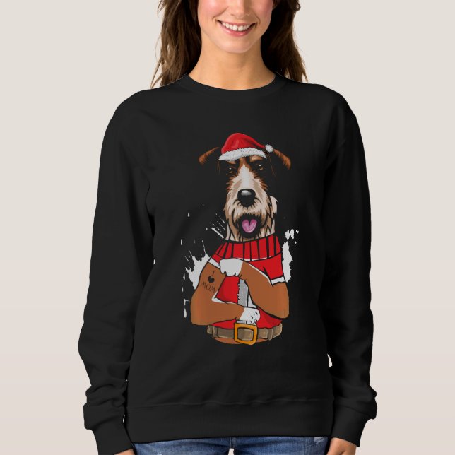 Sweatshirt Fox Terrier Chien Père Noël I Love Maman Tattoo La (Devant)
