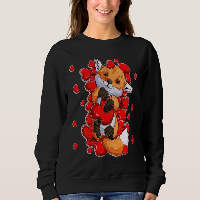 Sweatshirt Fox  Valentines Day Fox Heart Kids (Devant)