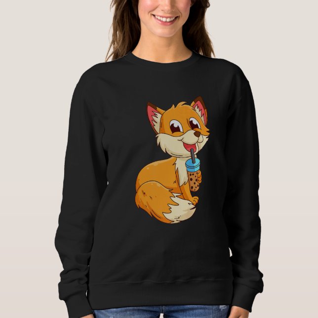 Sweatshirt Fox with bubbel tea bubbeltea fox children  1 (Devant)
