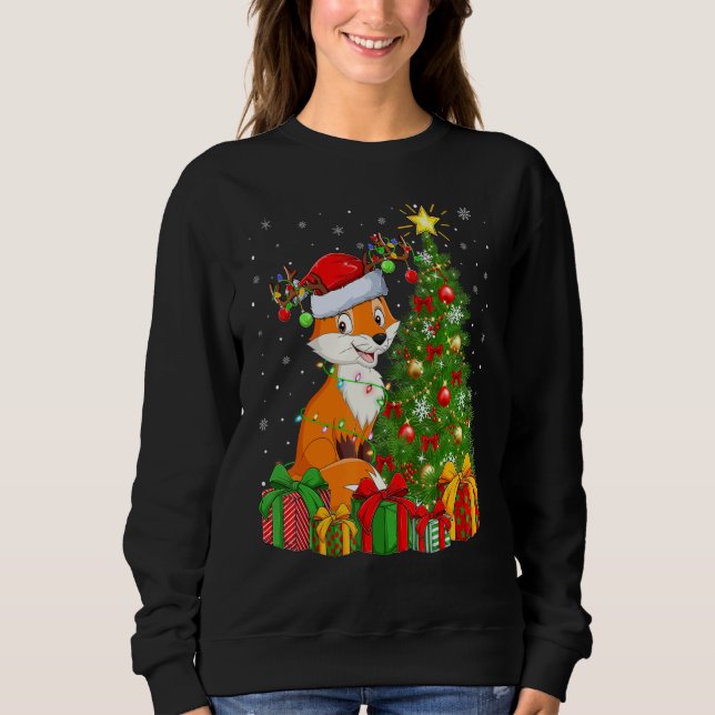 Sweatshirt Fox   Xmas Holiday Santa Fox Christmas Tree (Devant)