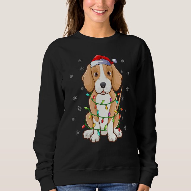 Sweatshirt Foxhound Chien Xmas Éclairage Santa Chapeau Foxhou (Devant)
