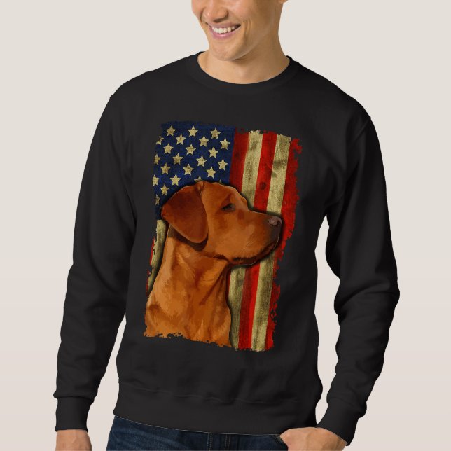 Sweatshirt Foxor Labrador Retriever Us Flag Fox Red (Devant)
