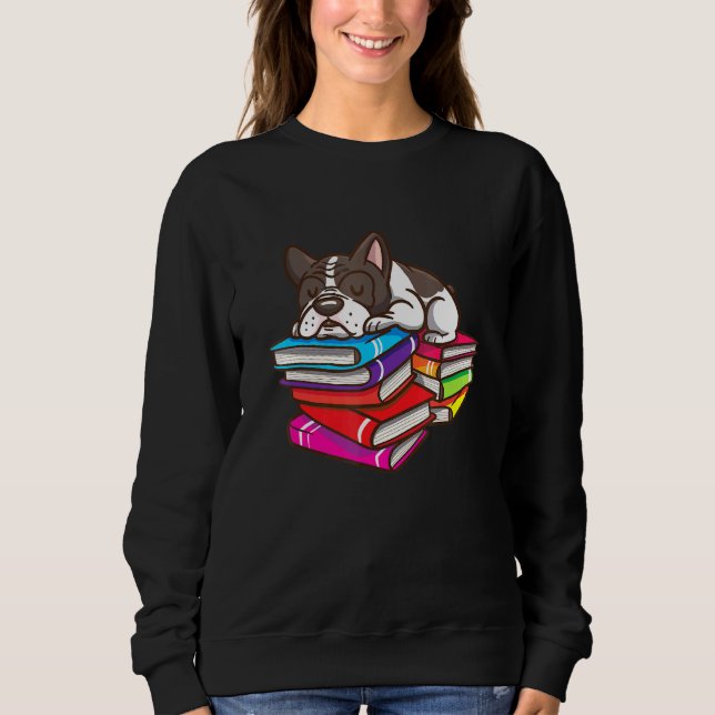Sweatshirt Français Bulldog Livre Lecture Bookworm Enseignant (Devant)