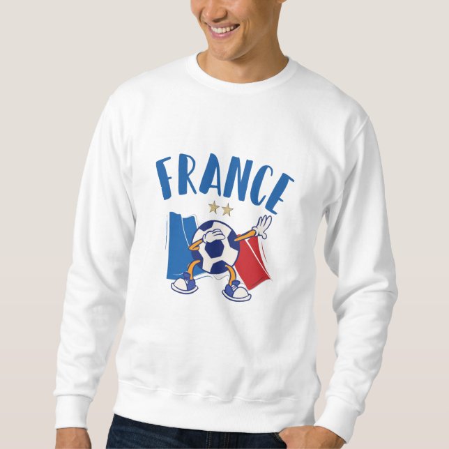Sweatshirt France Dabbing Soccer Ball Drapeau 2 étoiles (Devant)