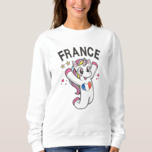 Sweatshirt France Fan de football Unicorne avec drapeau du co