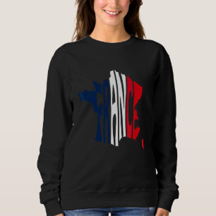 Sweatshirt France Lettrer En Carte Avec Support Drapeau Franç