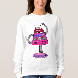 Sweatshirt Frankie Robot : Rose sur blanc