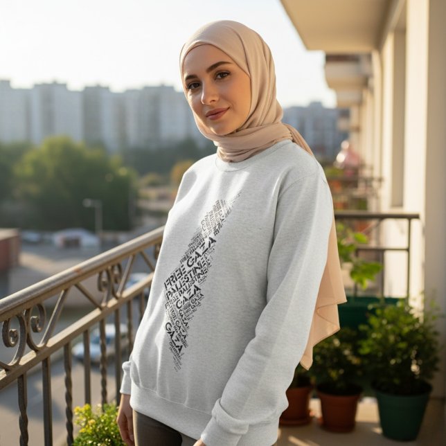 Sweatshirt Free Gaza Free Palestine Map Mot Cloud (Créateur téléchargé)