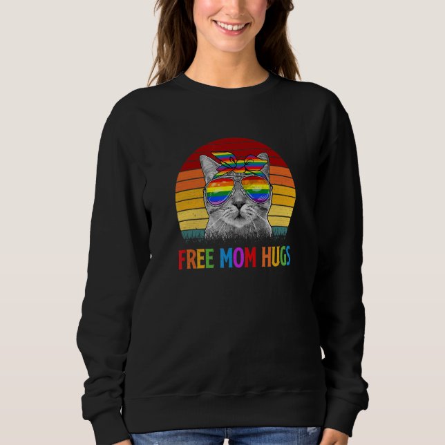 Sweatshirt Free Mom Hugs Lgbt Pride Chat Rainbow drapeau (Devant)