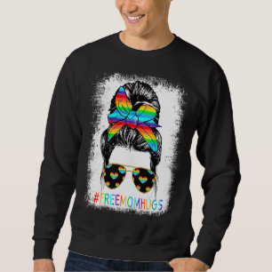 Sweatshirt Free Mom Hugs Messy Bun Heart Woman Rainbow Lgbt P