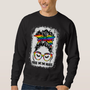 Sweatshirt Free Mom Hugs Messy Bun Lgbt Pride Rainbow 1